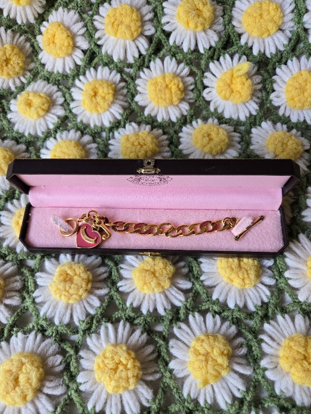 Juicy Couture 'Choose Juicy' Enamel Heart Gold Bracelet